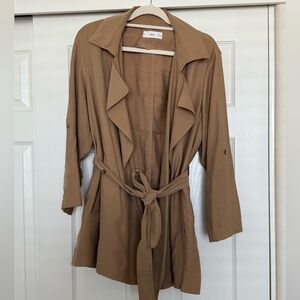 Mango Tie Waist Short Trench Coat